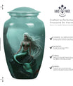 10-inch classic design mermaid urn with butterfly theme.