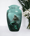 10-inch classic design mermaid urn with butterfly theme.