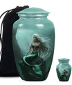 10-inch classic design mermaid urn with butterfly theme.