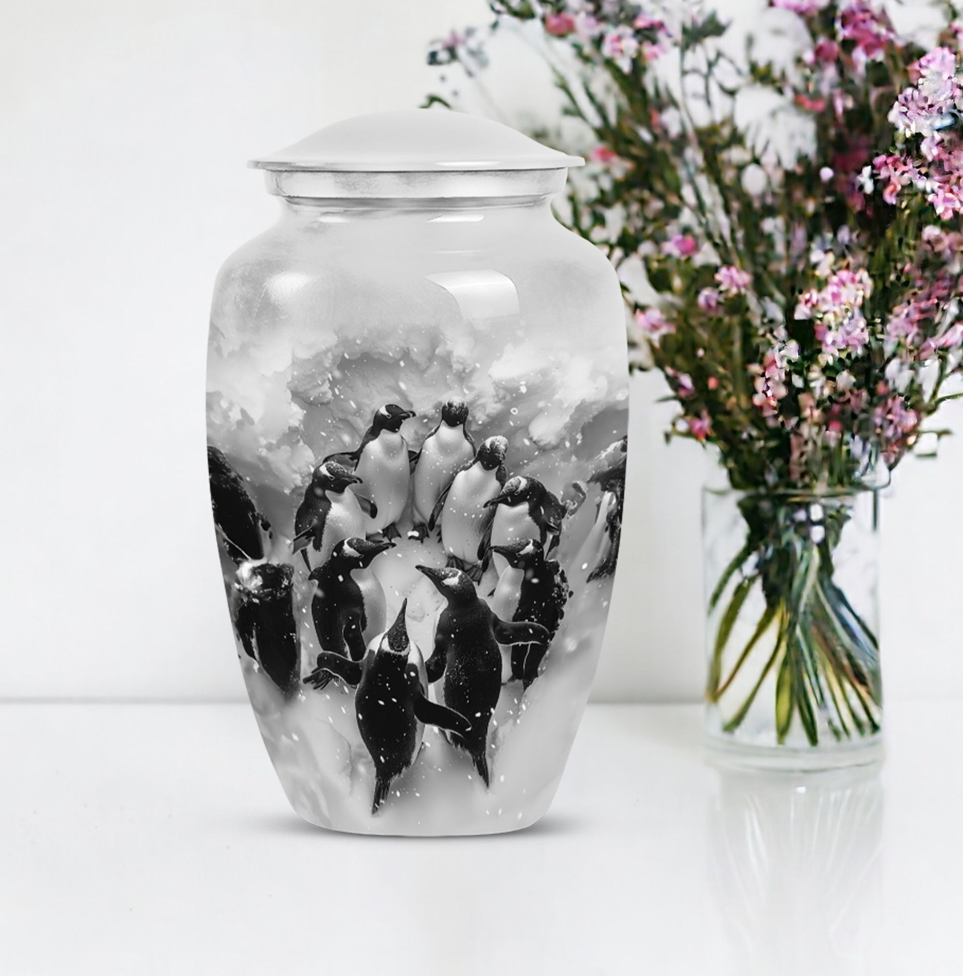 Classic Butterfly-themed Penguin Urn