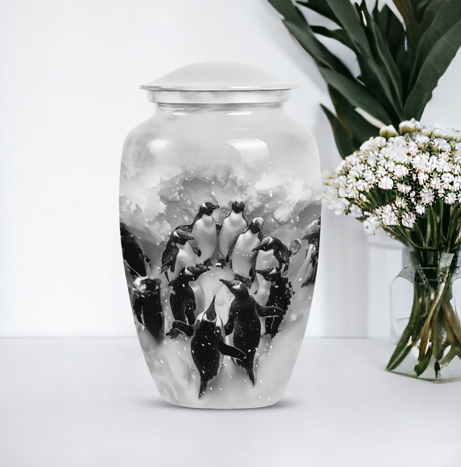 Classic Butterfly-themed Penguin Urn