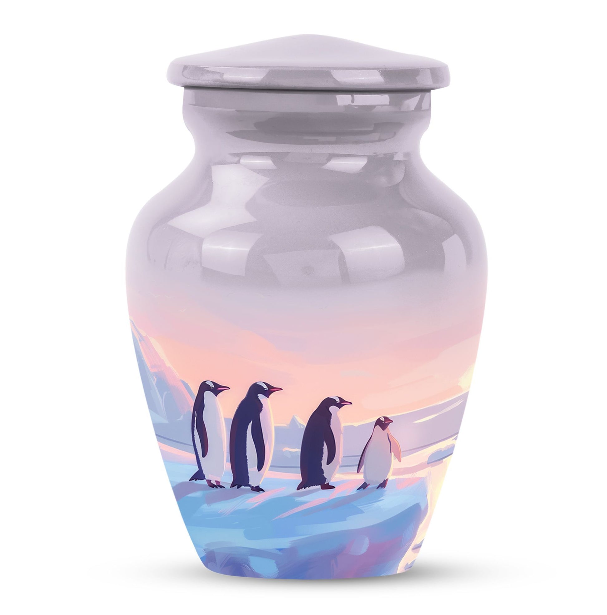 Penguin Cremation Urn with Butterfly Theme for Dad's Ashes