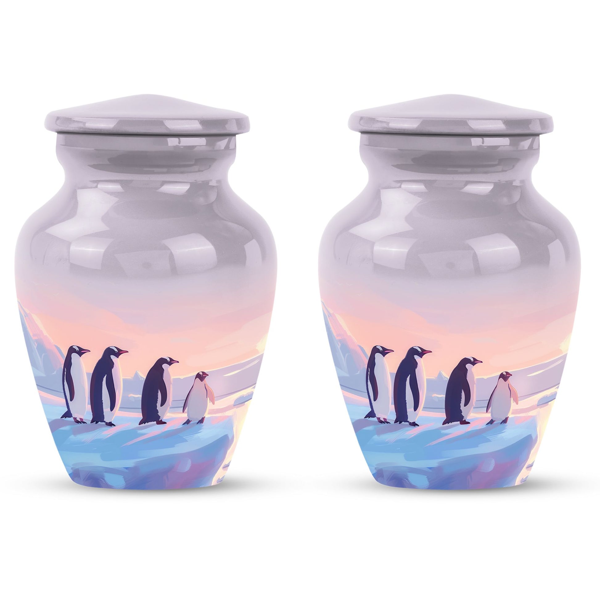 Penguin Cremation Urn with Butterfly Theme for Dad's Ashes