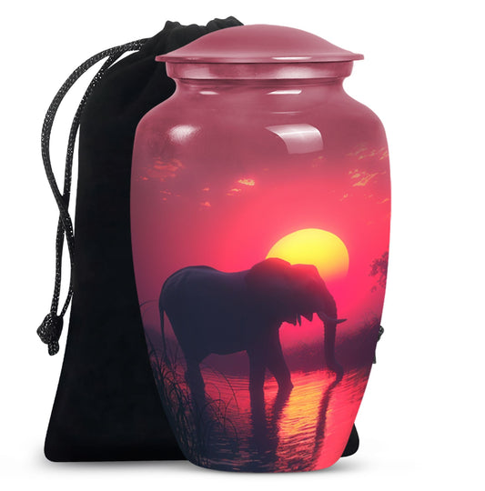 Elephant Theme Large Urn 10 Inch