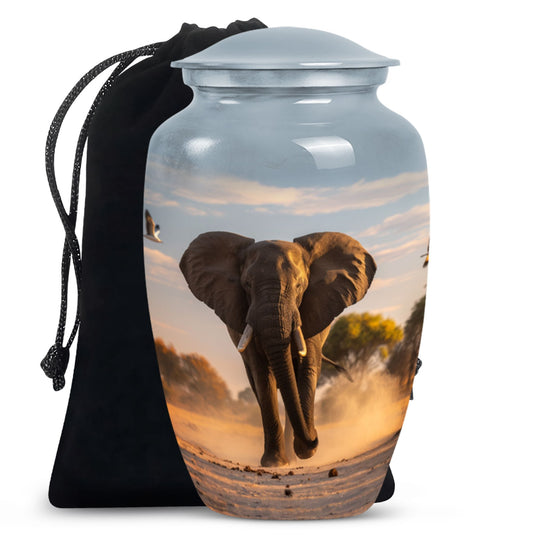 Elephant Theme Large Urn 10 Inch