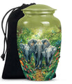 10 inch classic elephant urn with butterfly theme.