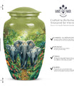 10 inch classic elephant urn with butterfly theme.