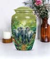 10 inch classic elephant urn with butterfly theme.