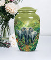 10 inch classic elephant urn with butterfly theme.