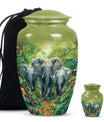 10 inch classic elephant urn with butterfly theme.