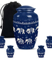 Elephant Family Theme Large Urn With 4 Keepsake Urn