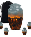 Elephant Family Theme Large Urn With 4 Keepsake Urn