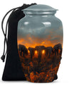 Elephant Family Theme Large Urn 10 Inch