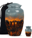 Elephant Family Theme Large Urn With 1 Keepsake Urn