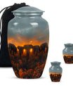 Elephant Family Theme Large Urn With 2 Keepsake Urn