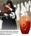 Gold fish urn with butterfly theme, ideal for memorial ashes