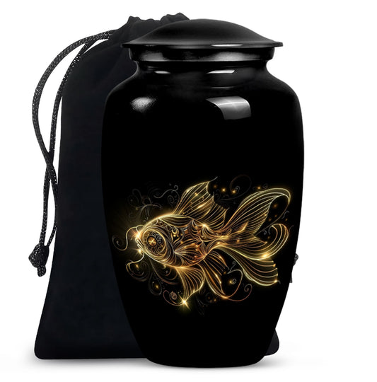 Classic 10-inch gold fish cremation medium urn 