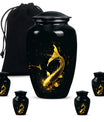 large gold fish cremation urn.