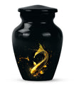 large gold fish cremation urn.