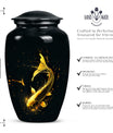 large gold fish cremation urn.