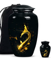 large gold fish cremation urn.