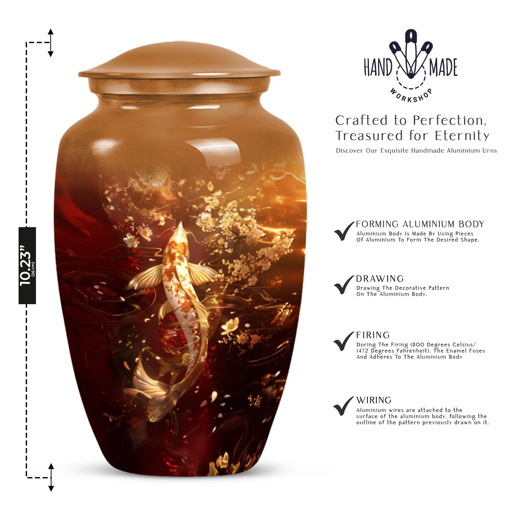  gold fish urn for cremation ashes 