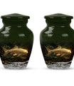 Classic 10-inch gold fish urn for adult human ashes.