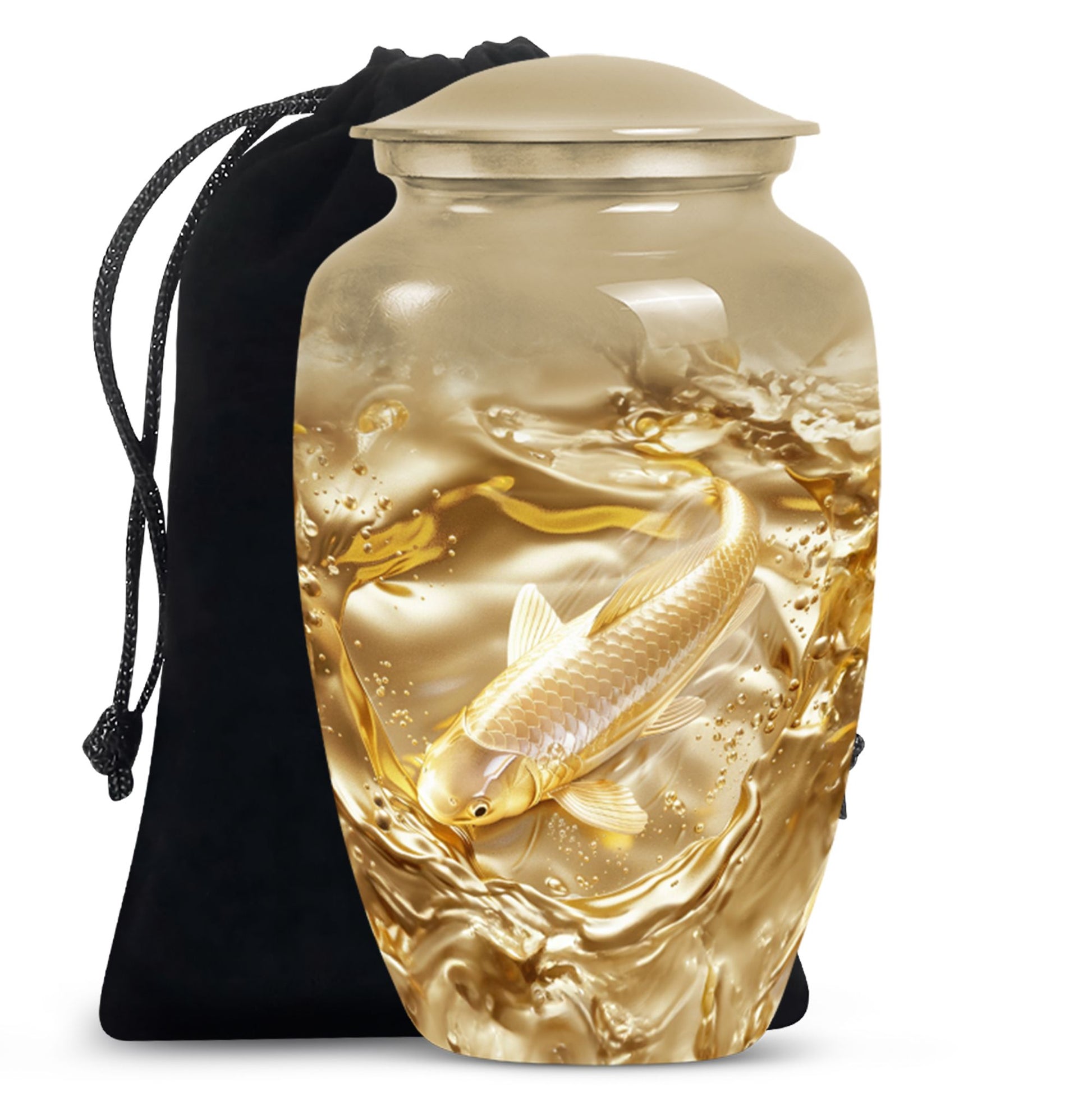 gold fish Urn, classic butterfly-theme large Urn.