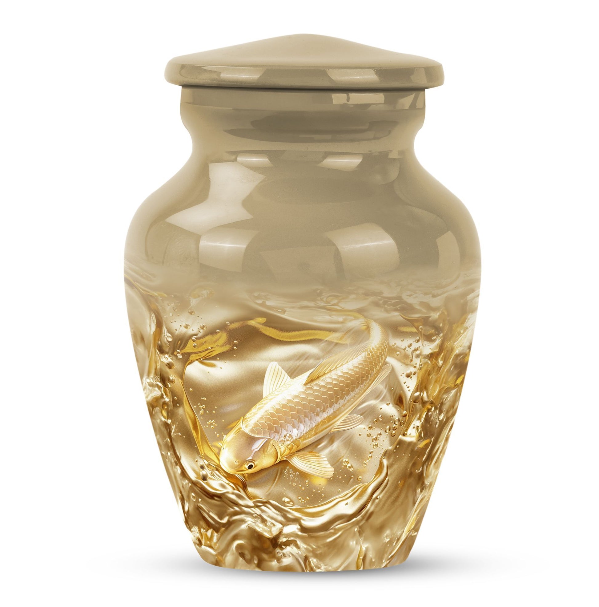 gold fish Urn, classic butterfly-theme large Urn.