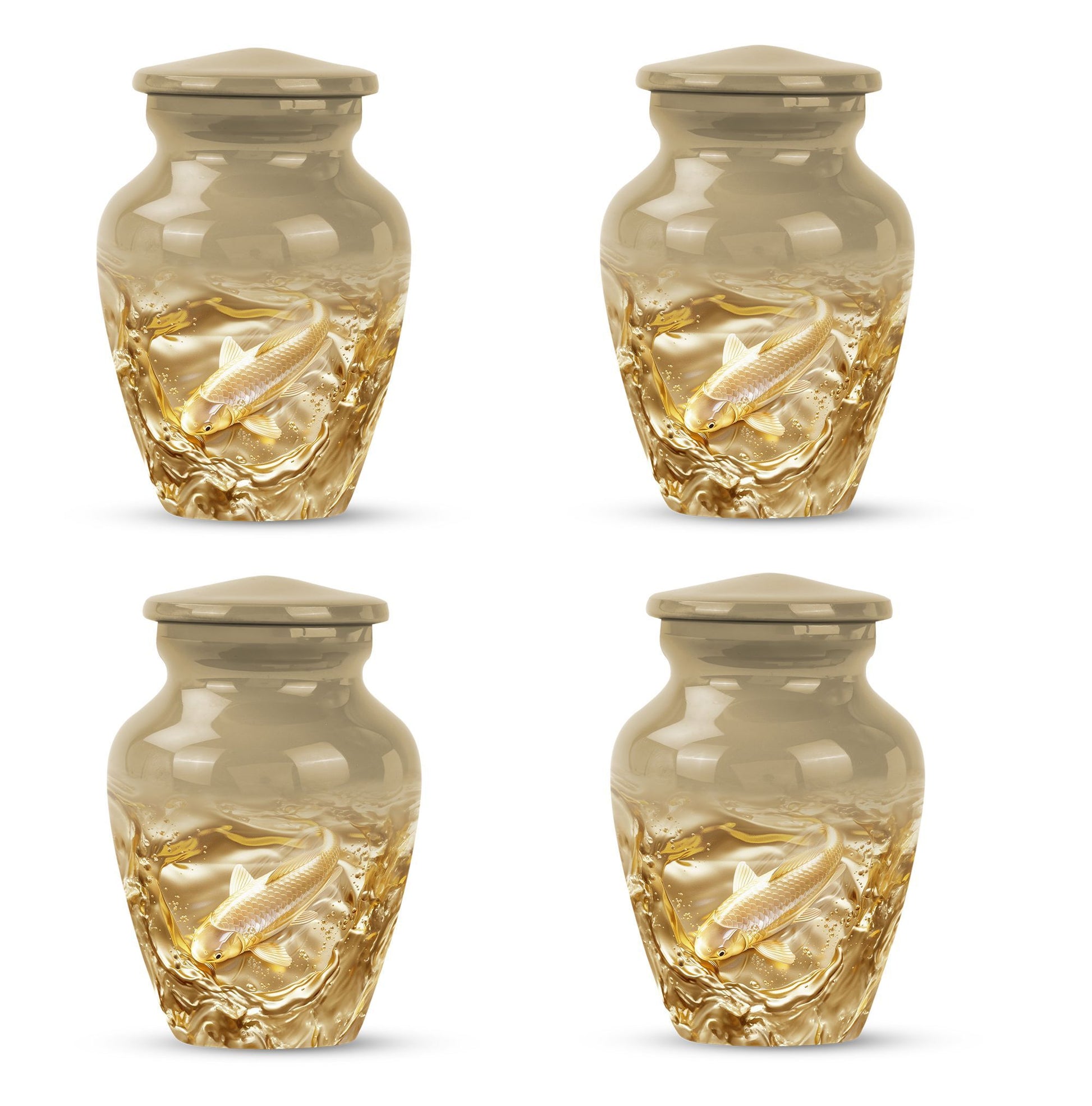 gold fish Urn, classic butterfly-theme large Urn.