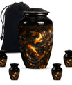 Classic 10-inch gold fish butterfly-themed memorial urn