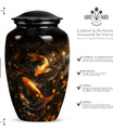 Classic 10-inch gold fish butterfly-themed memorial urn