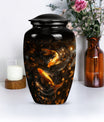 Classic 10-inch gold fish butterfly-themed memorial urn