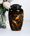 Classic 10-inch gold fish butterfly-themed memorial urn