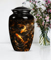 Classic 10-inch gold fish butterfly-themed memorial urn