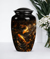 Classic 10-inch gold fish butterfly-themed memorial urn