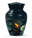 gold fish urn with butterfly theme,