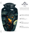 gold fish urn with butterfly theme,