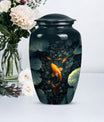 gold fish urn with butterfly theme,