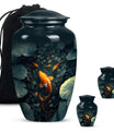 gold fish urn with butterfly theme,