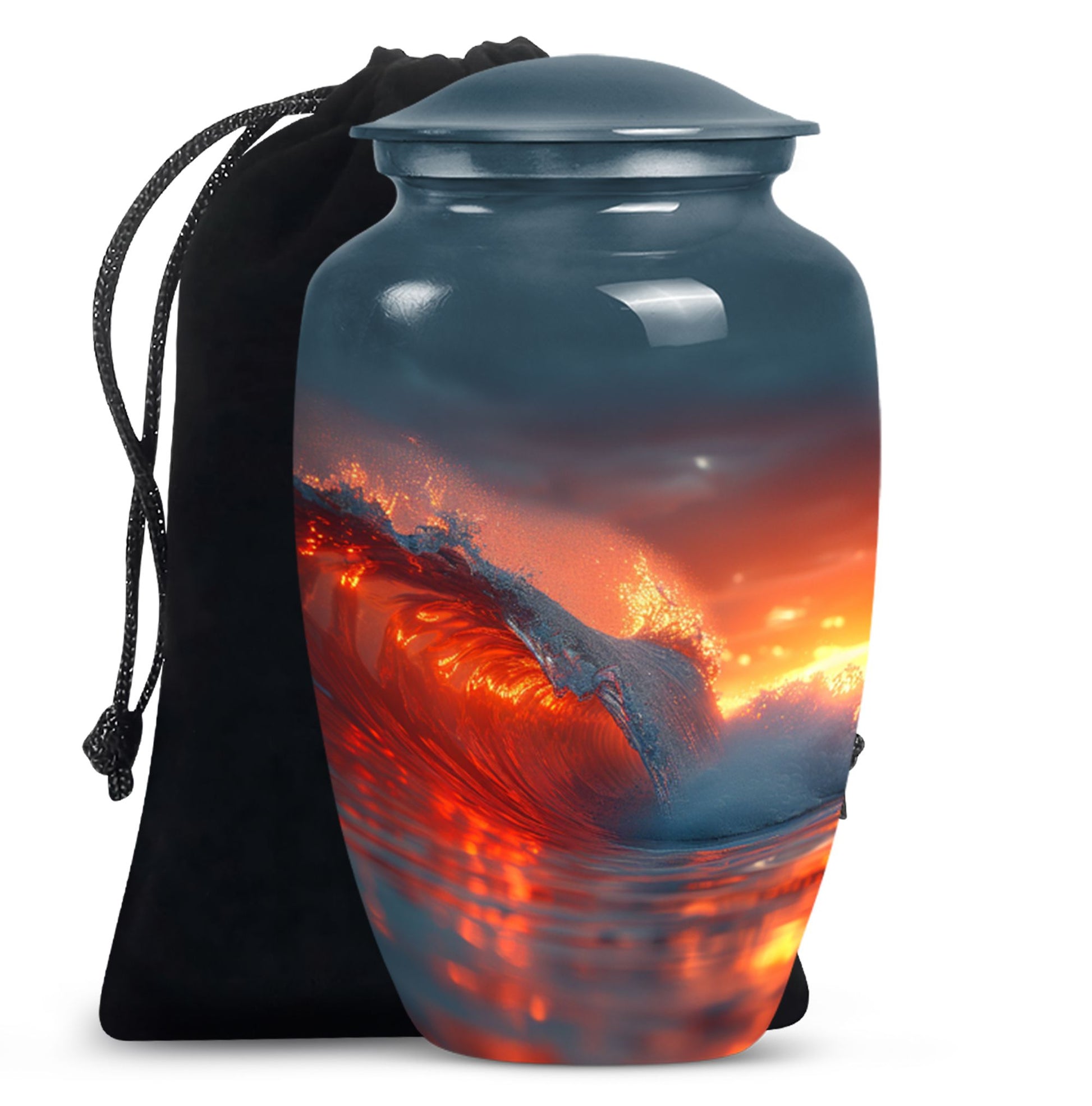 Ocean waves-themed classic urn for adult ashes