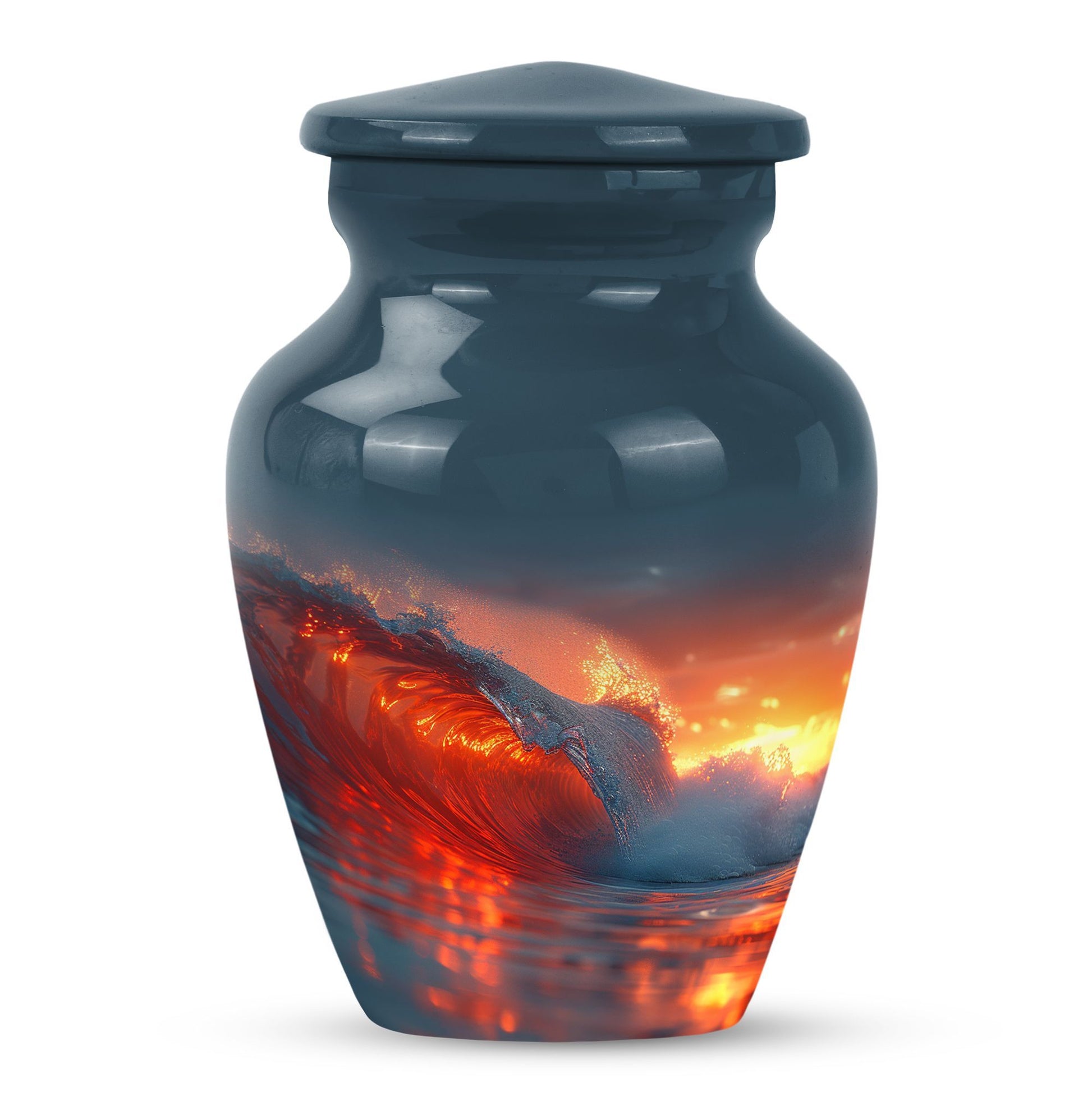 Ocean waves-themed classic urn for adult ashes