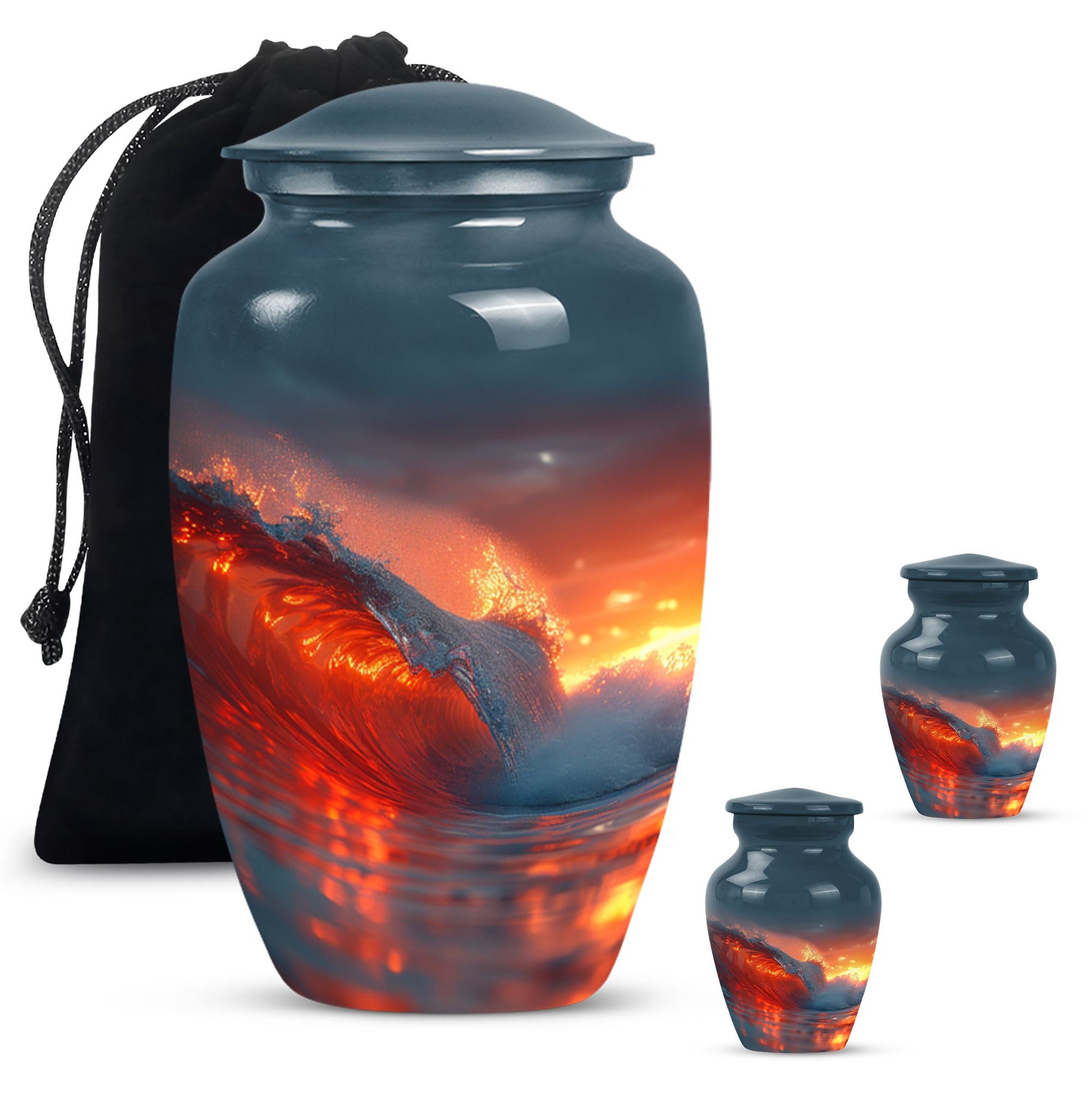 Ocean waves-themed classic urn for adult ashes