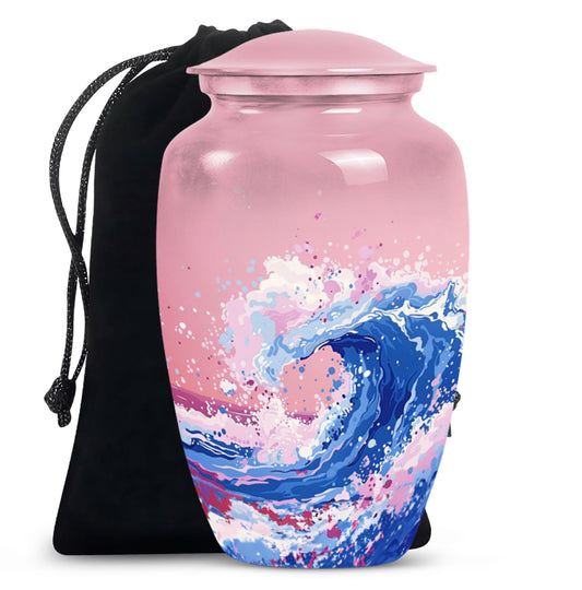 10-inch ocean waves urn, aluminium-made classic design