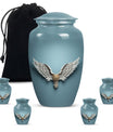 Blue butterfly-themed 10-inch wings blue urn.