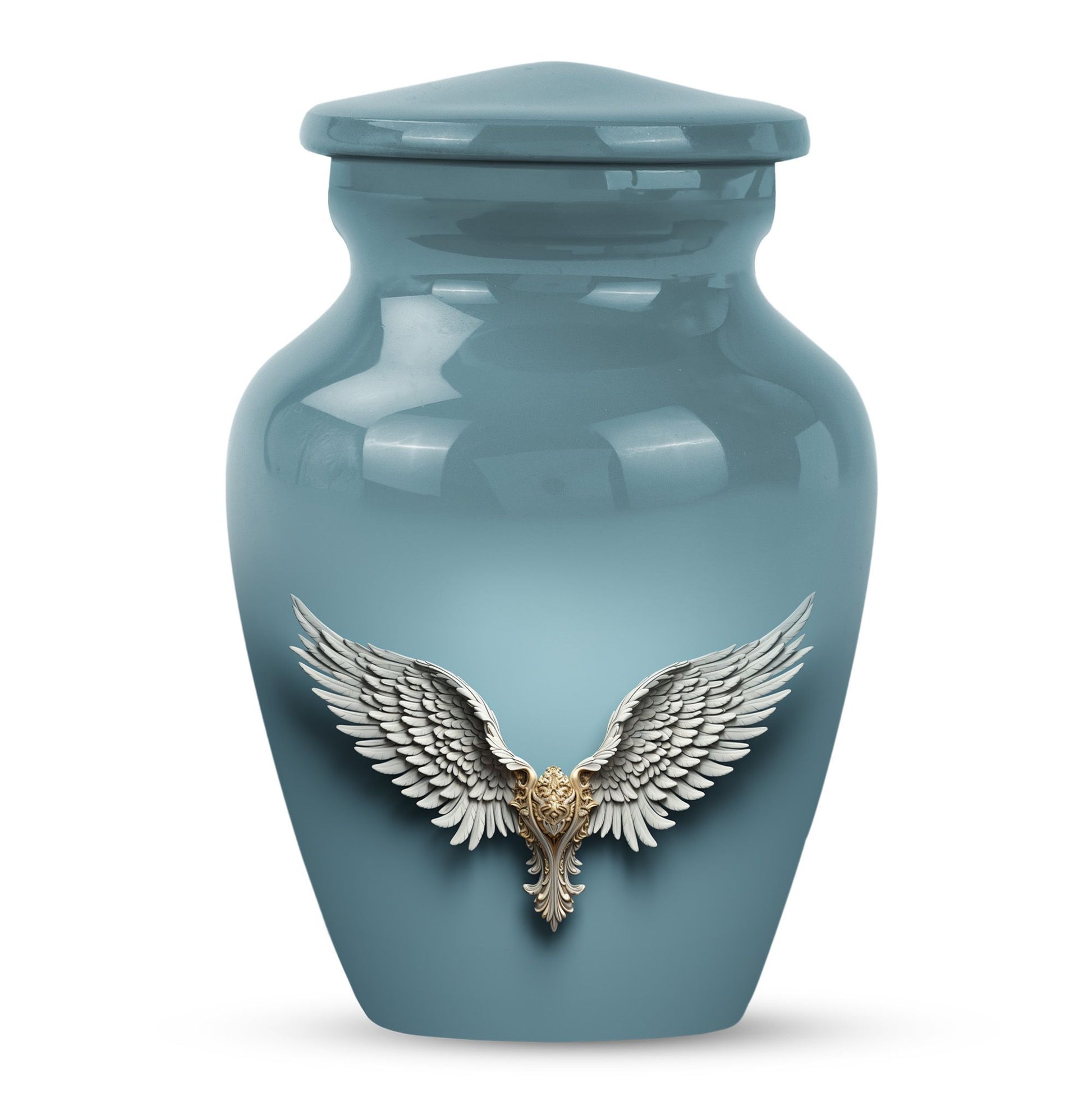 Blue butterfly-themed 10-inch wings blue urn.