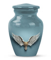 Blue butterfly-themed 10-inch wings blue urn.