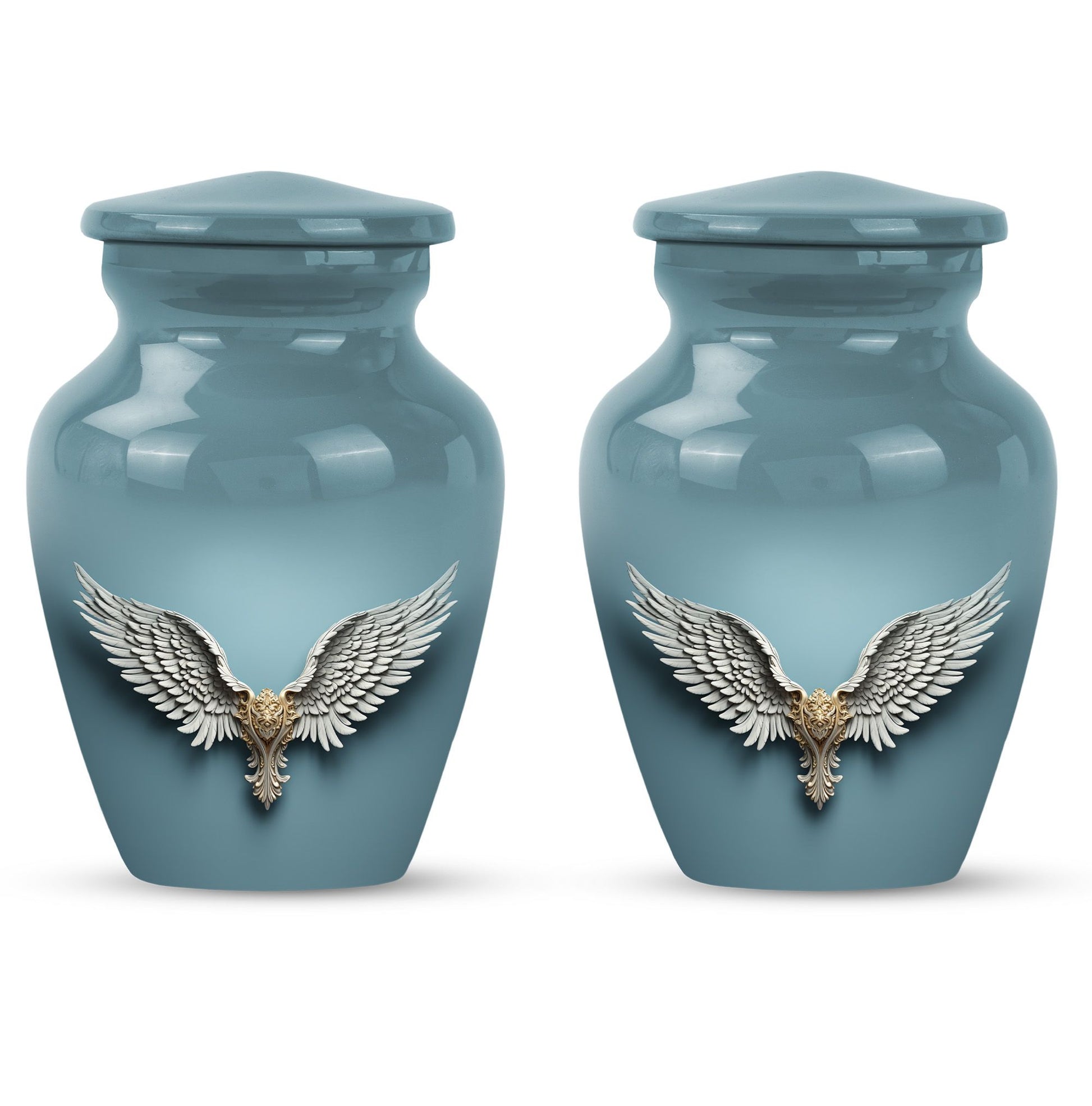 Blue butterfly-themed 10-inch wings blue urn.