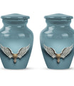 Blue butterfly-themed 10-inch wings blue urn.