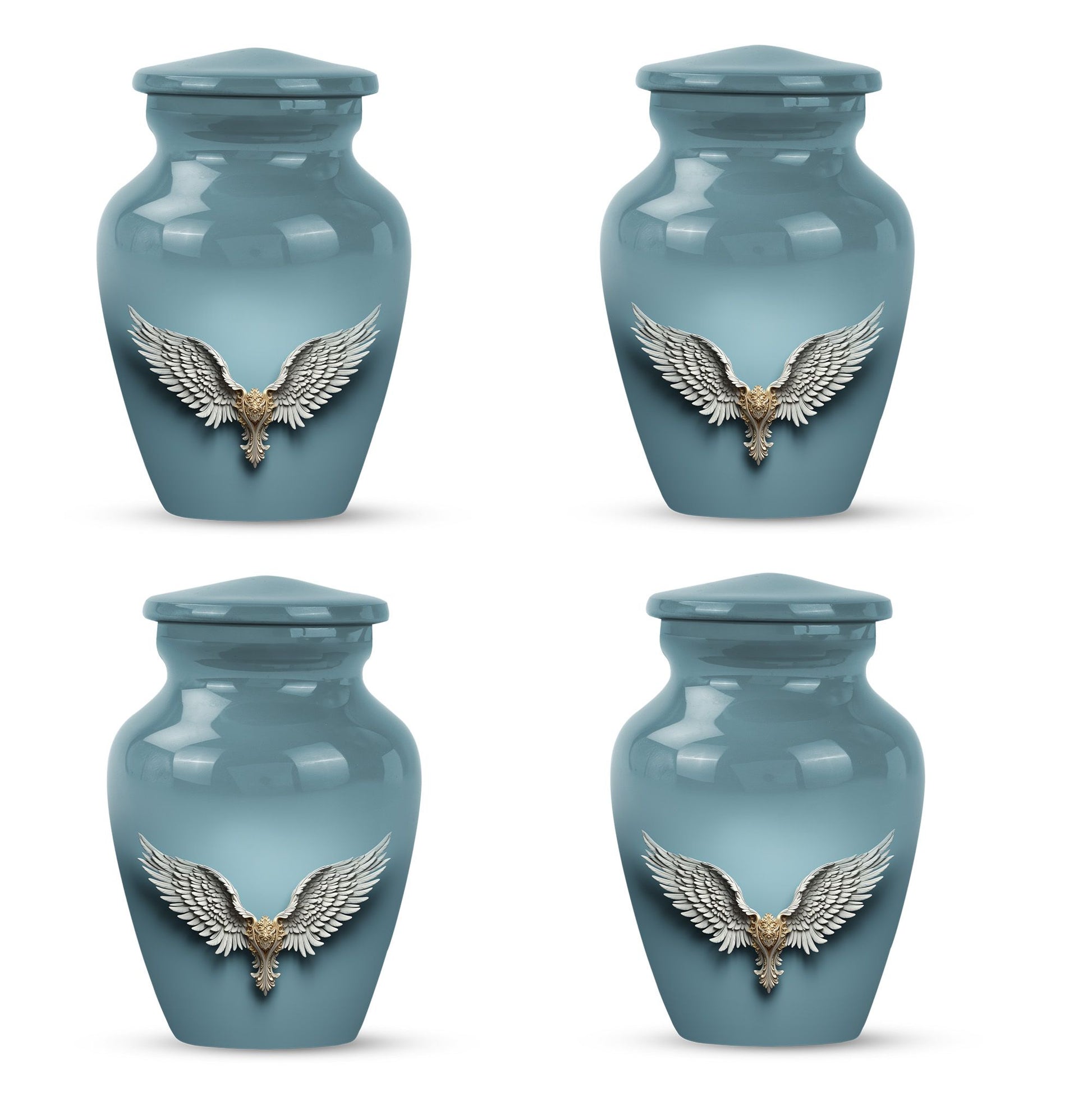 Blue butterfly-themed 10-inch wings blue urn.